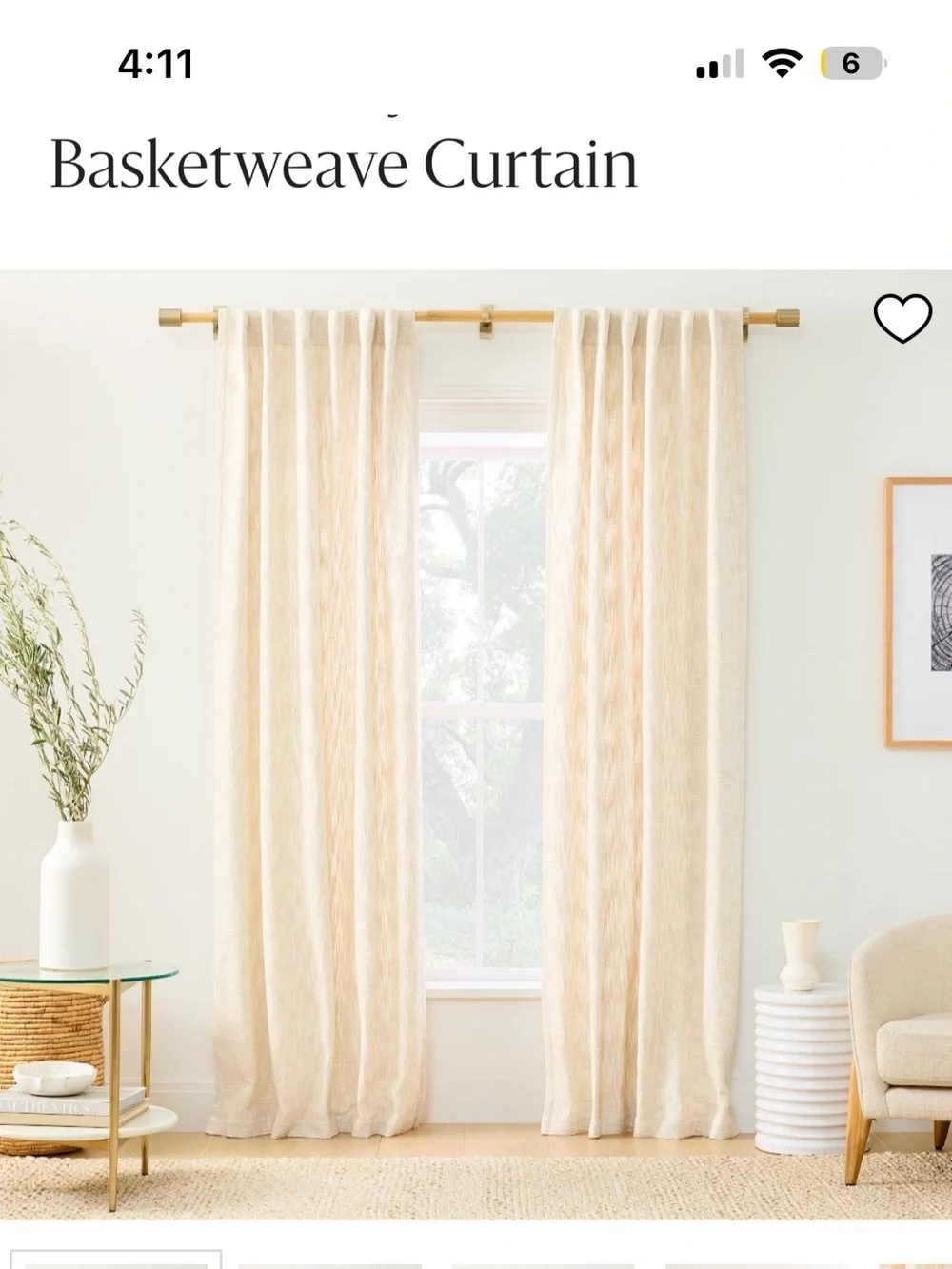 West Elm Midcentury Textured Weave cotton Curtain cream ivory off white